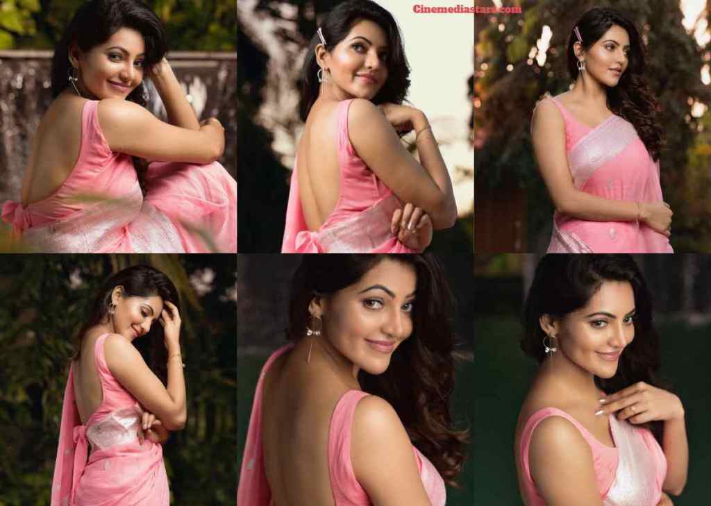 Actress Athulya Ravi Sizzling in Sleeveless Pink Saree