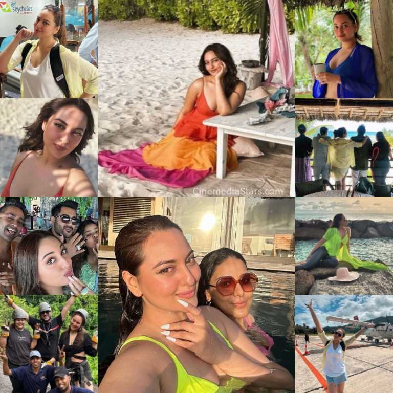 Bollywood actress Sonakshi Sinha competing her vacation goals with friends