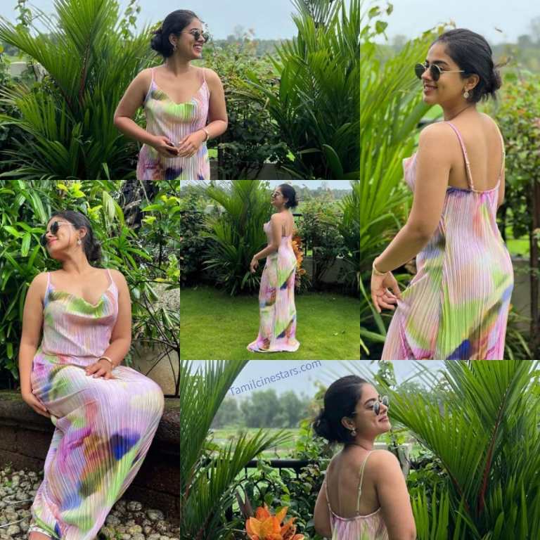 Dimple beauty Actress Siddhi Idnani sizzling hot in floral midi slip outfit