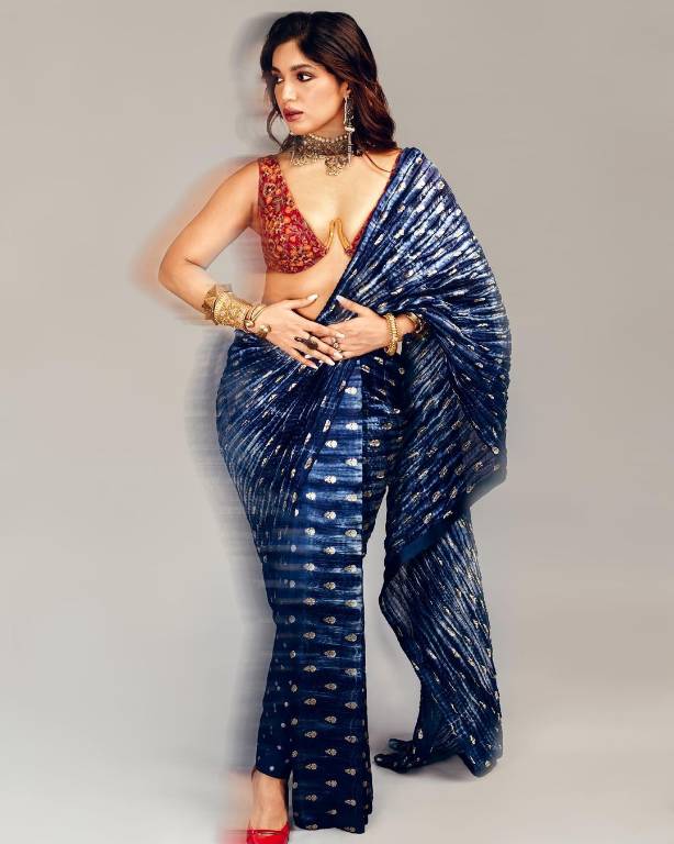 Bhumi Pednekar Stunning in bralette blouse saree