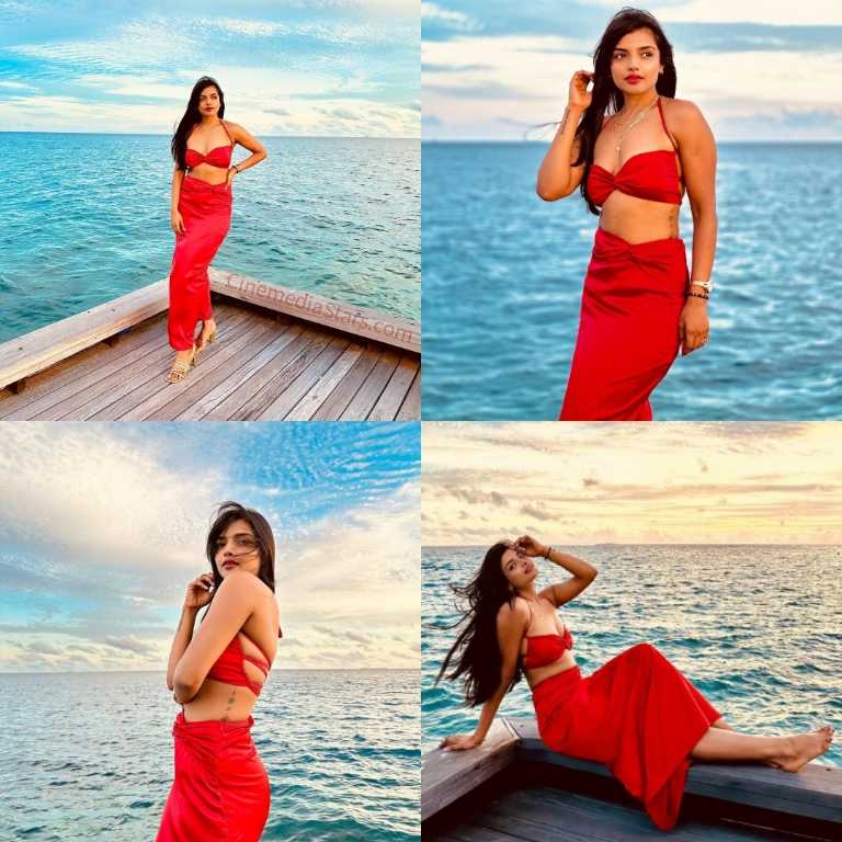 Sizzling teen actress Ashna Zaveri Scorching Red Hot Stills in Sea