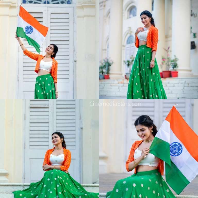 Actress Dharsha gupta embracing patriotic style in latest photoshoot