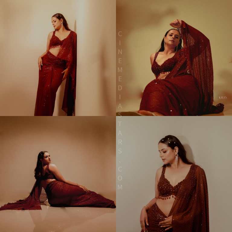 Actress Prachi Tehlan Seductive Gorgeous in Red hot sleeveless saree